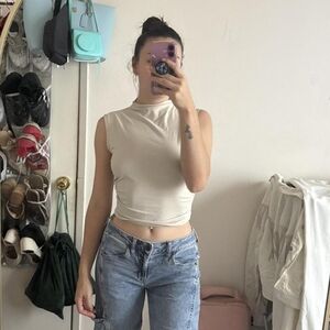 Women's White and Cream Vest